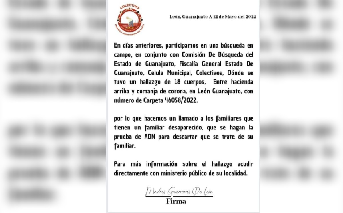 A través de comunicado pidieron acudir a tomarse las muestras de ADN  / Especial