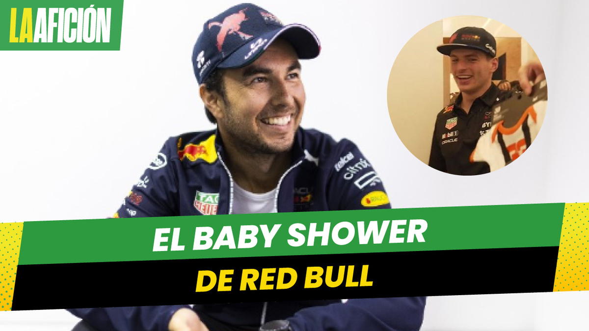 Red Bull le hizo un baby shower a Checo y Verstappen se lució con los regalos
