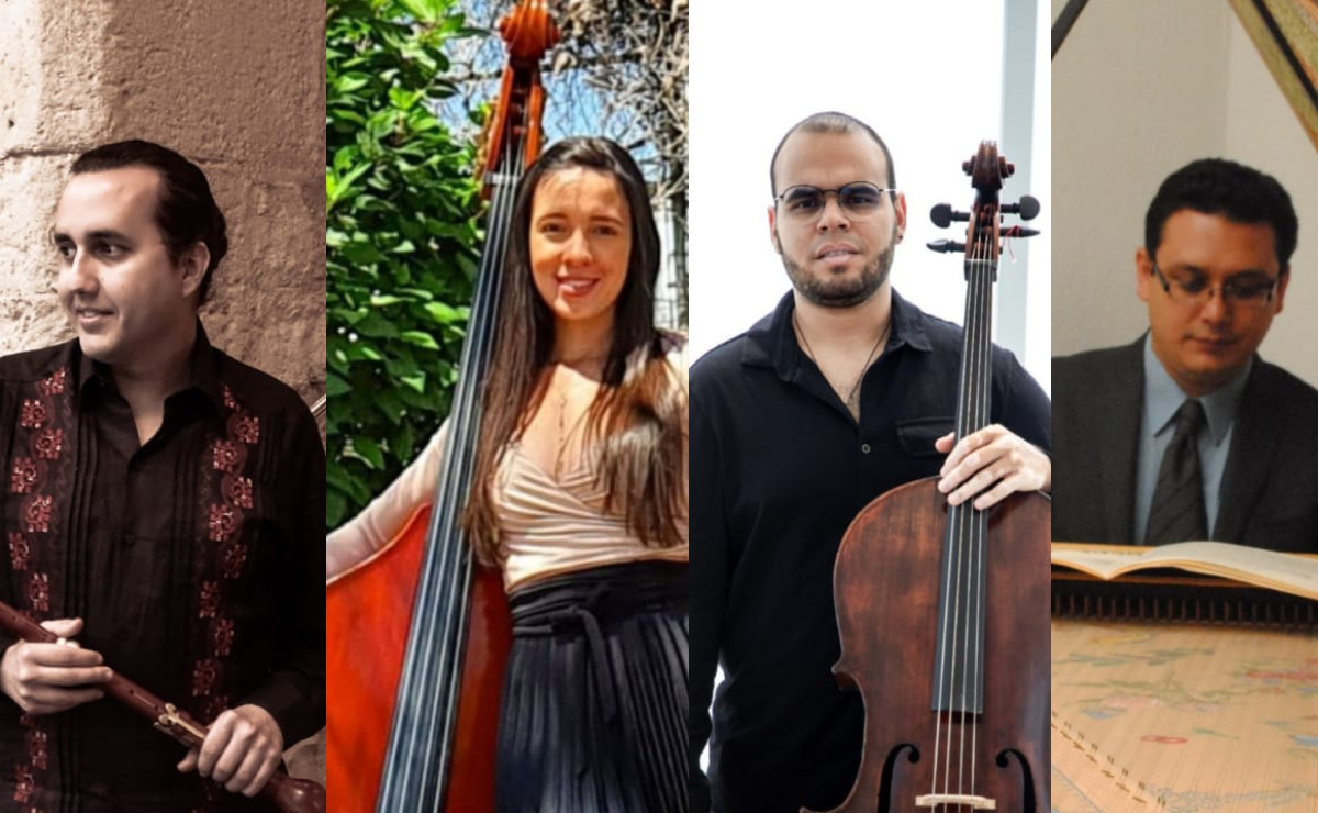 Daniel Ramírez (oboe), Diana Atay (contrabajista), Felipe Antón (violonchelista) y Gerardo Ruiz (clavecinista) (Cortesía