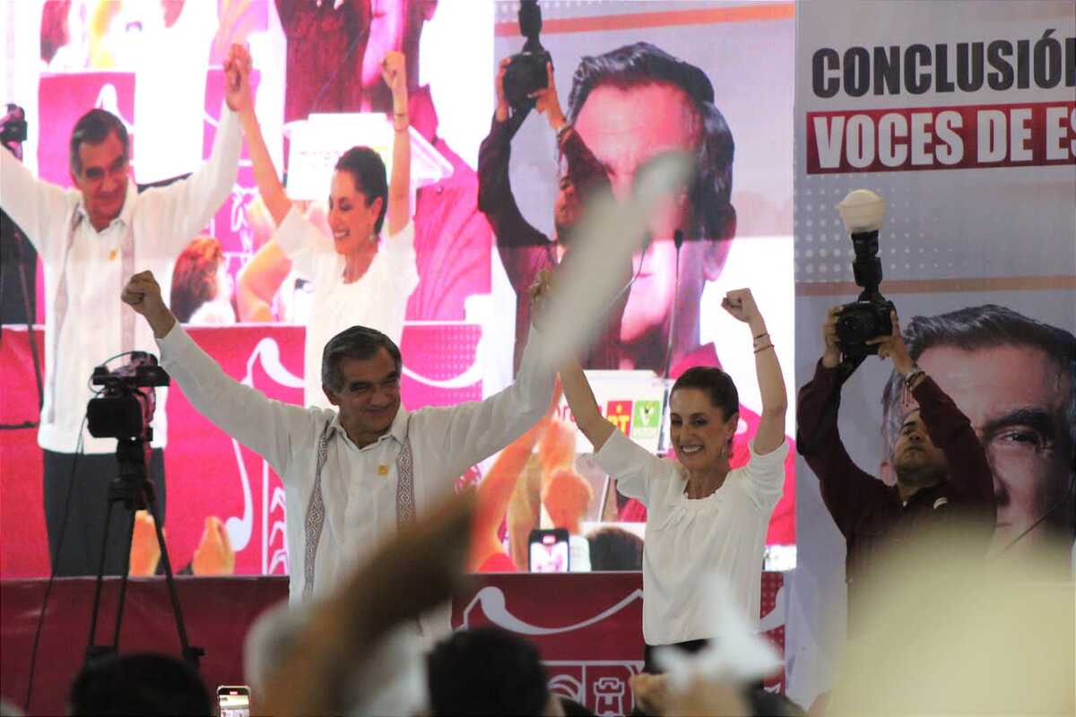 Sheinbaum y Américo en el evento de campaña | Sergio Sánchez
