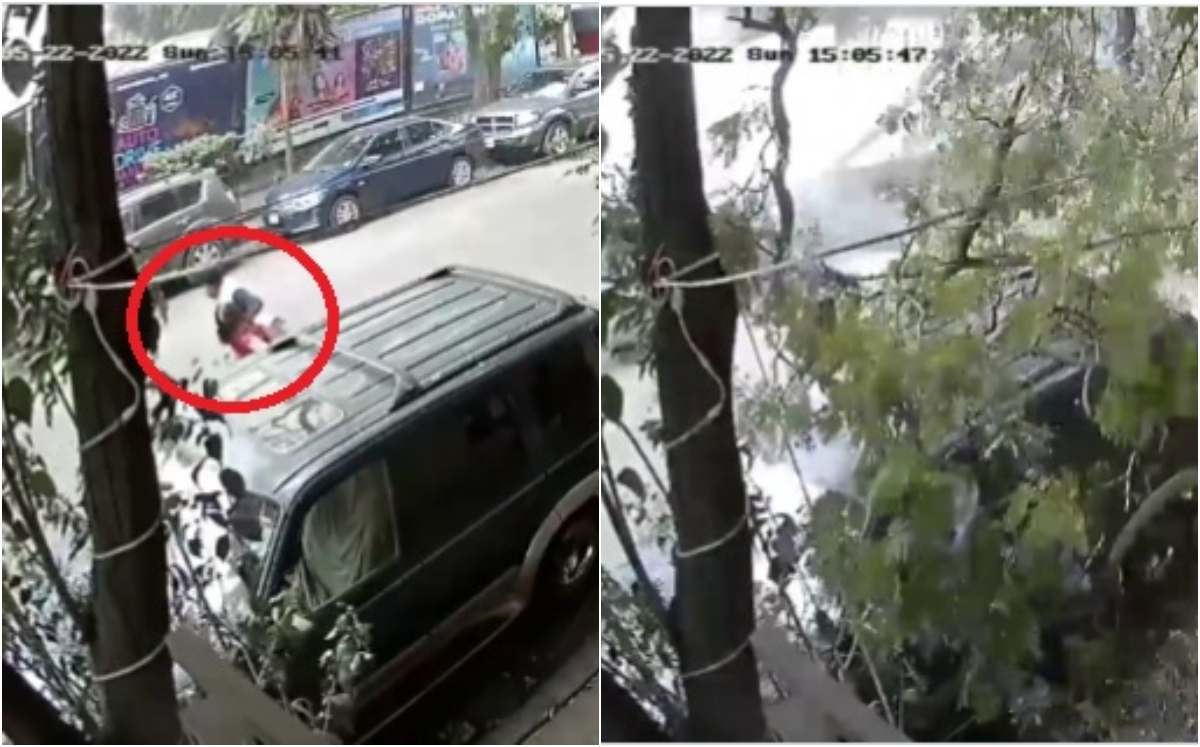 Una pareja casi es aplastada por un árbol tras fuertes vientos en CdMx | Twitter @lmpacto_