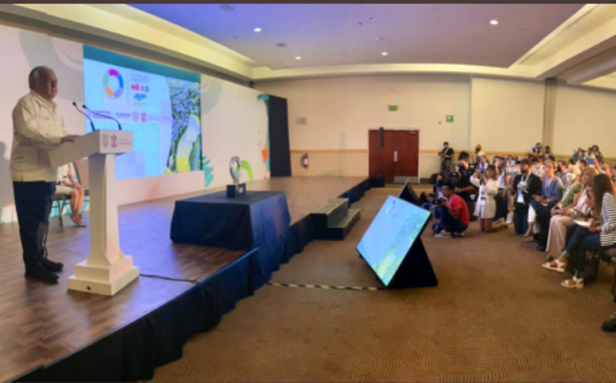 Miguel Torruco Marquez, titular de la Sectur, durante su participación en el Tianguis Turístico, desde Acapulco. Foto: ESPECIAL