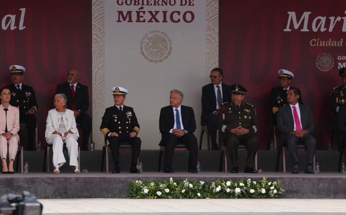 El mandatario durante su participación en el evento por el Día de la Marina Nacional. | Octavio Hoyos