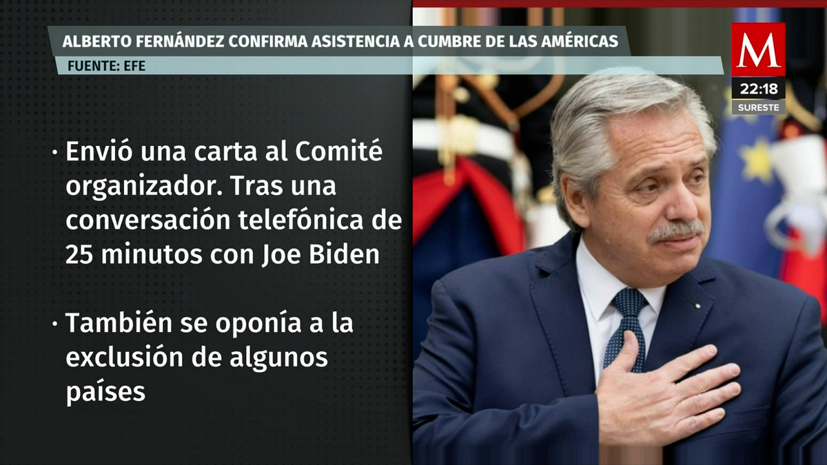Alberto Fernández confirma que irá a Cumbre de las Américas; recibe invitación de Biden