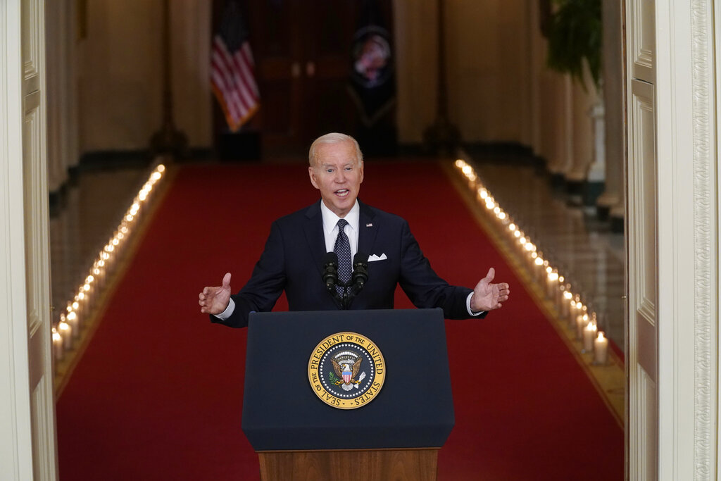 Joe Biden, presidente de Estados Unidos, durante su discurso de armas de fuego. (AP)