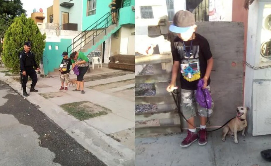 Localizan a niño extraviado con su perrito en Escobedo. Foto: Especial.