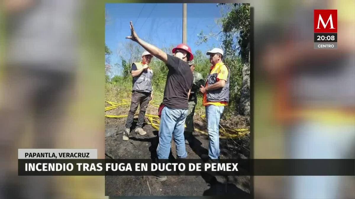 En Papantla, fuga de combustible provoca incendio en pastizales