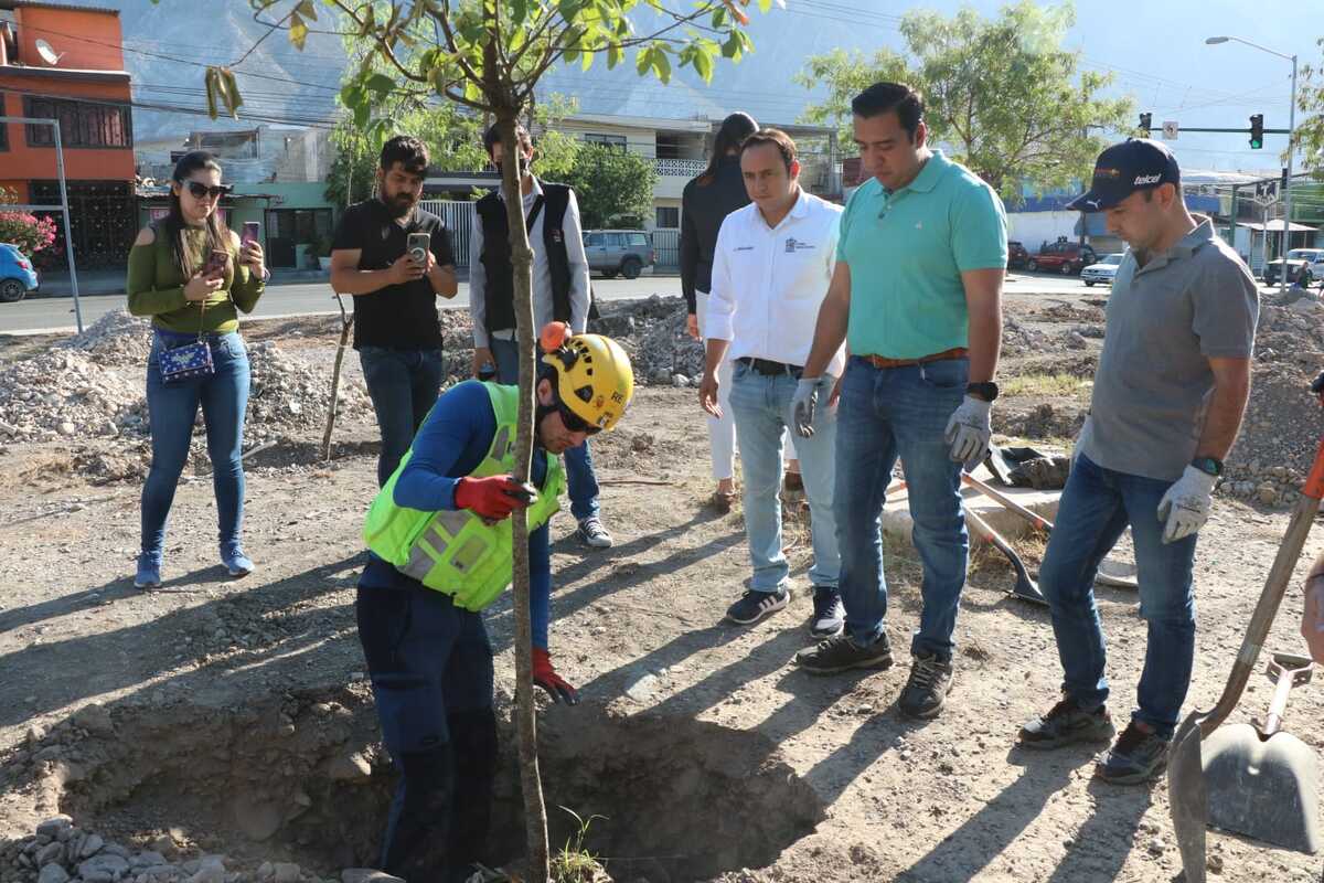 Se unen Frisa y Red Ambiental a reforestación en Santa Catarina. Foto: Leonel Rocha.