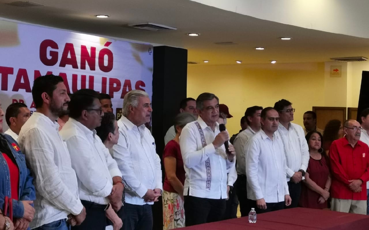 El candidato de Morena a la gubernatura de Tamaulipas, Américo Villarreal, en conferencia. | Liliana Padilla