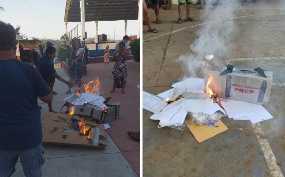 Queman paquetes y boletas electorales en Oaxaca. | Especial