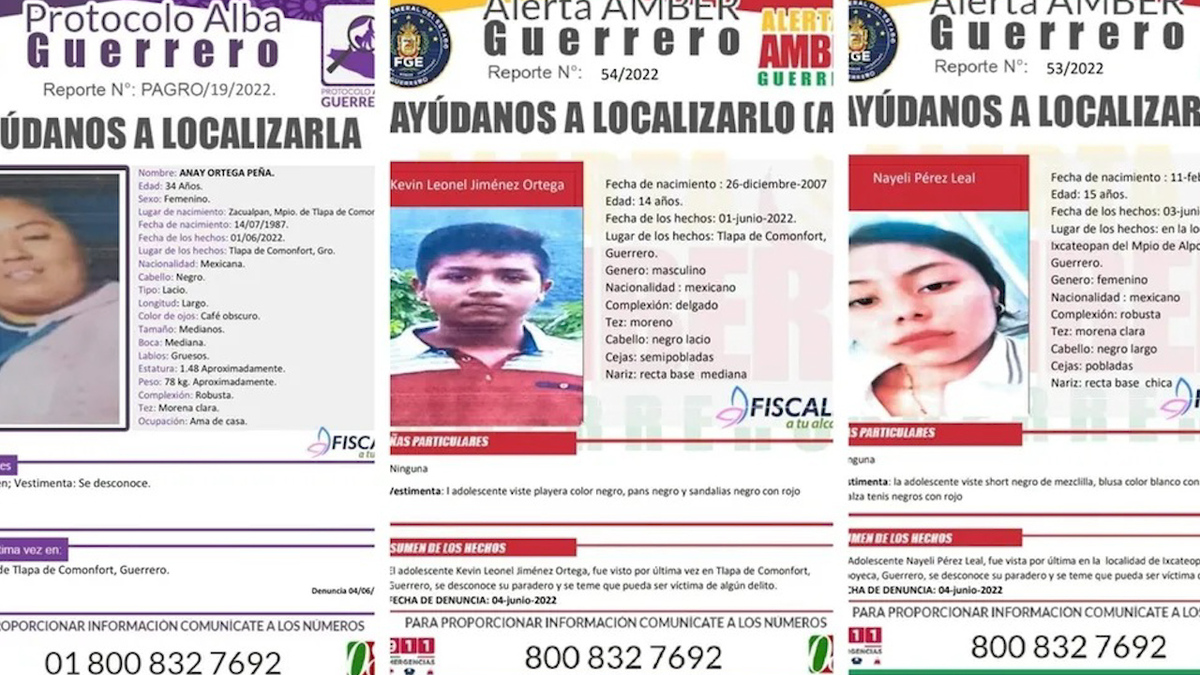 Fiscalía de Guerrero reporta a tres personas como desaparecidas en la Montaña