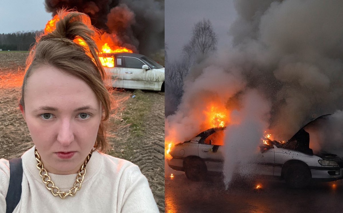 Artista incendia y destruye coches para sus fotografías