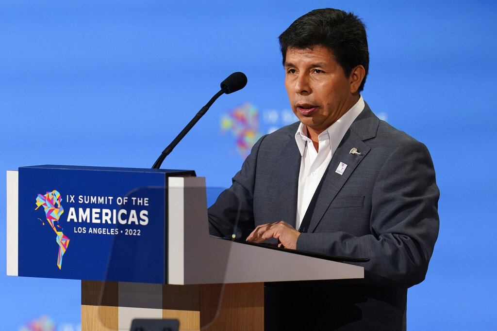 Pedro Castillo, presidente de Perú, durante la Cumbre de las Américas. (AP)