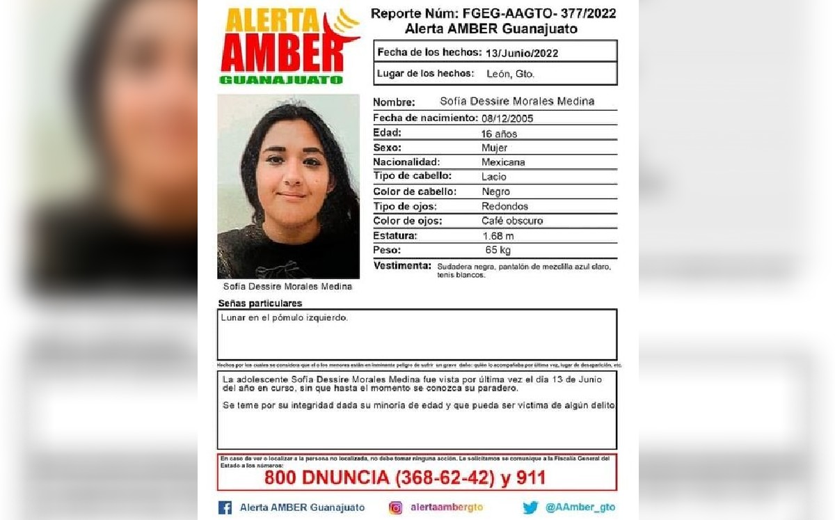 Sofia Desiree de 16 años desaparece en León; activan Alerta Amber / Especial