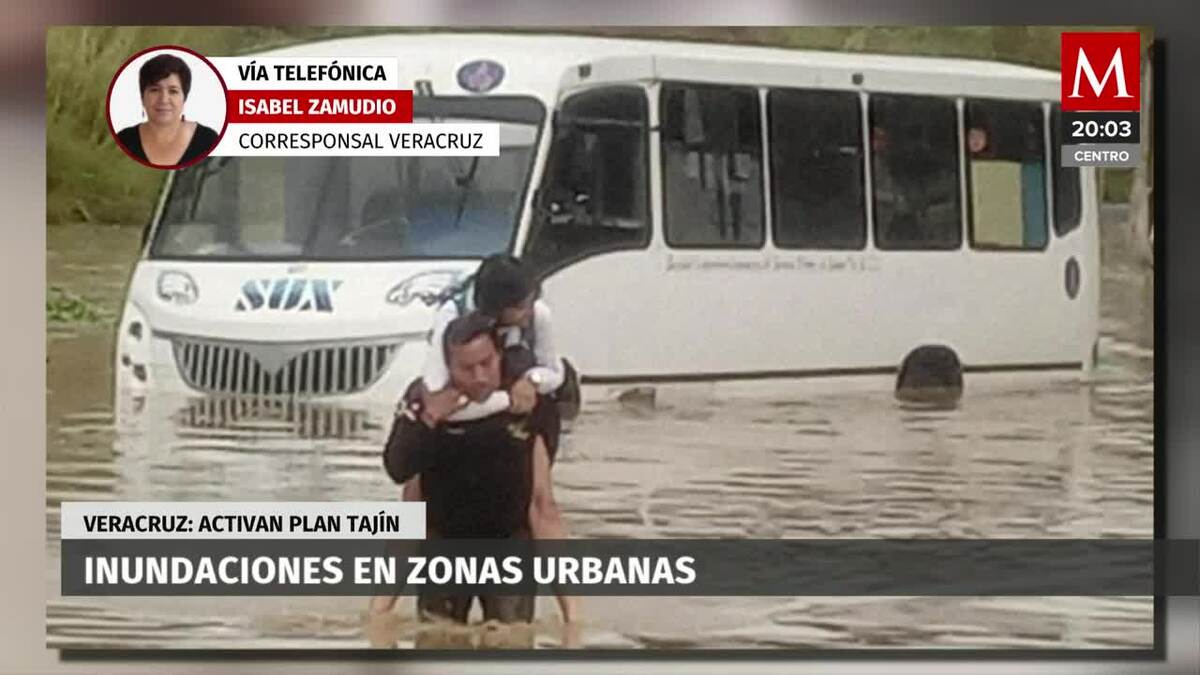 Calles inundadas en Veracruz por las fuertes lluvias