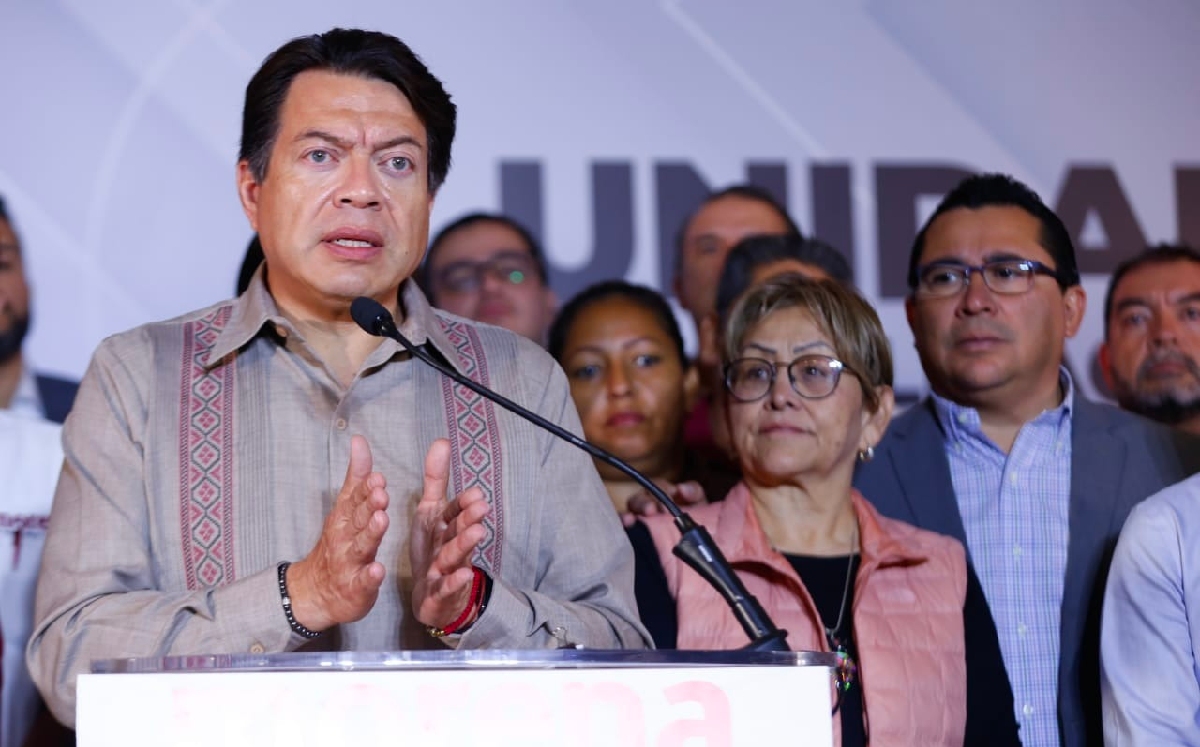 Mario Delgado, presidente de Morena, encabezó una conferencia de prensa. | Araceli López