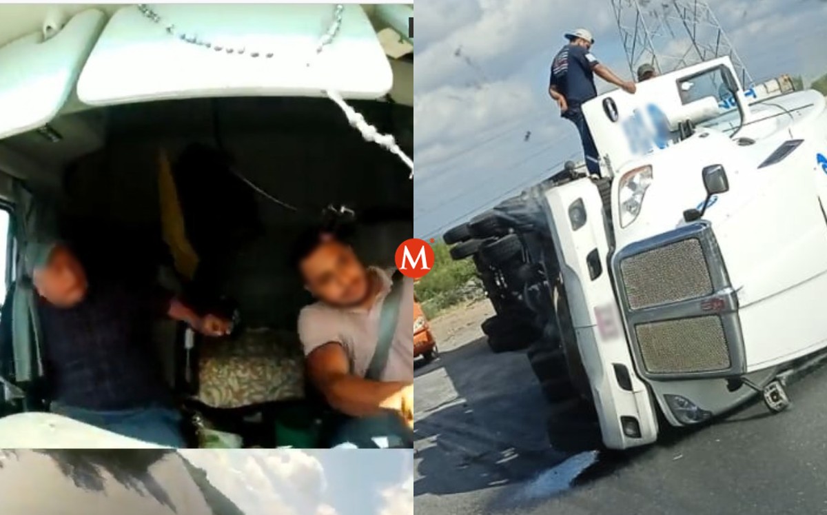 Cámara capta accidente de trailero mientras conducía en carretera de Tamaulipas