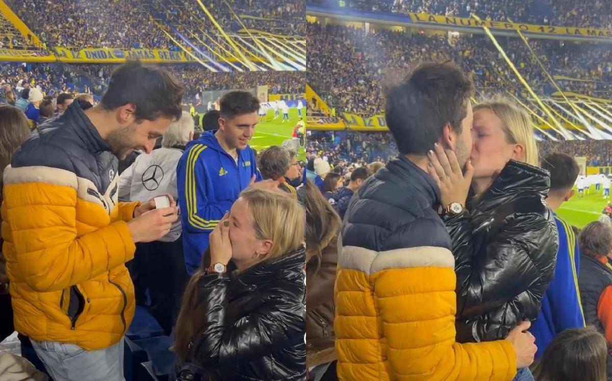Propuesta de matrimonio en partido de Boca Jrs (@Daiipistone)