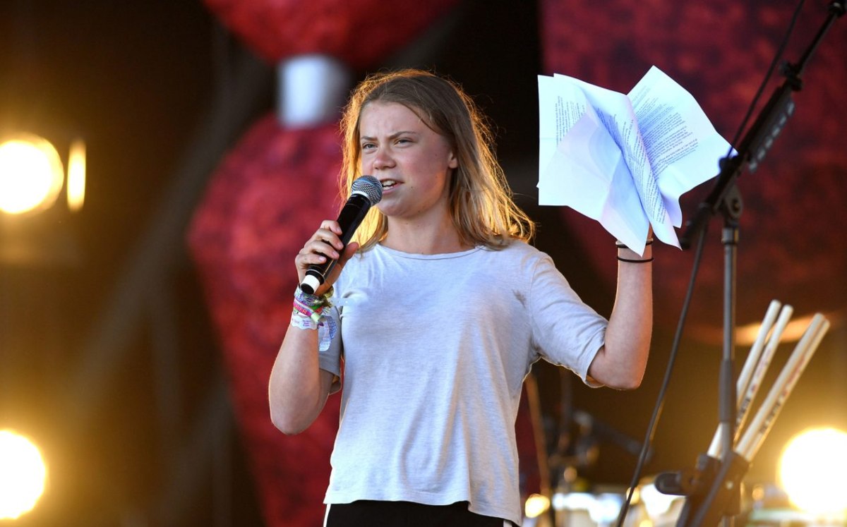Greta Thunberg en Glastonbury (Foto por Dave J Hogan)
