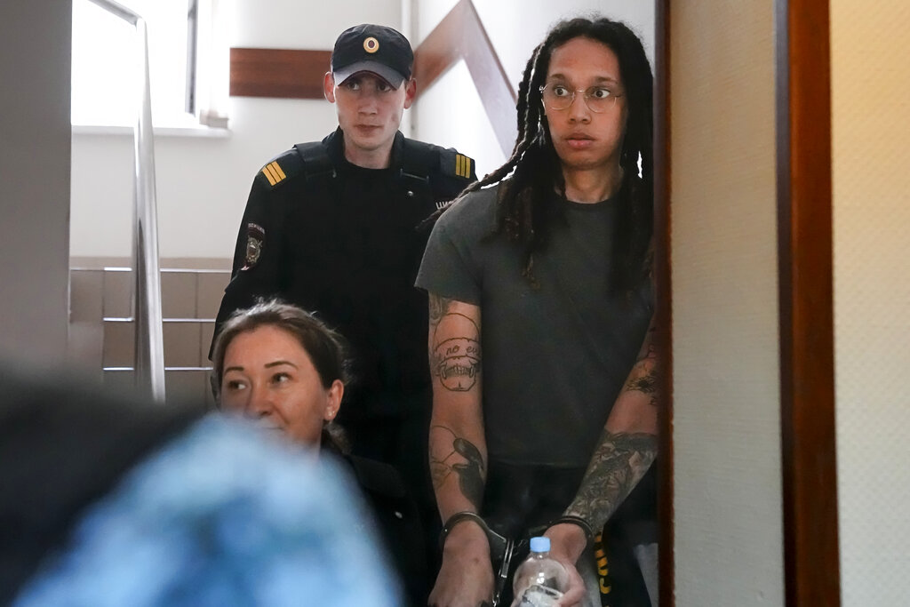 Brittney Griner fue detenida una semana antes de la guerra en Ucrania por posesión de cannabis. (AP)