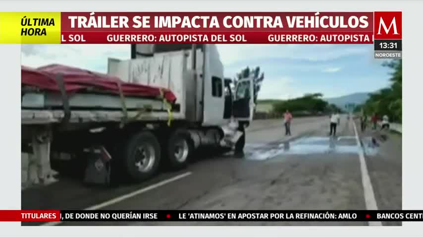 Reportan choque de tráiler en en la autopista del Sol