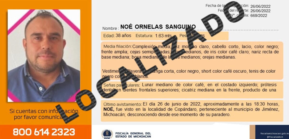 Noé Ornelas Sanguino. / @FiscaliaMich