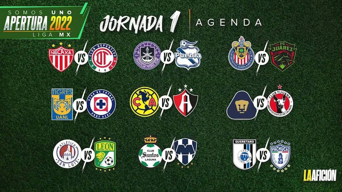 Horarios de la jornada 1 del Apertura 2022 de la Liga MX