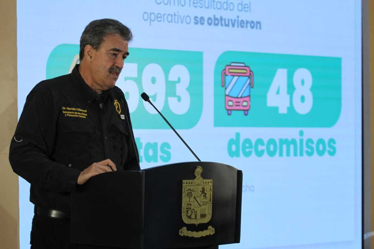 El secretario de Movilidad informó que se aplicaron 593 multas a unidades de transporte. Foto: Roberto Alanis