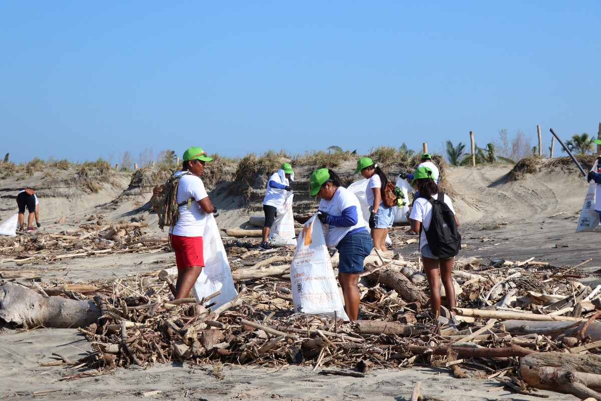 Proyecto “Unidos por las playas de México” en playa La Ventanilla, en Oaxaca