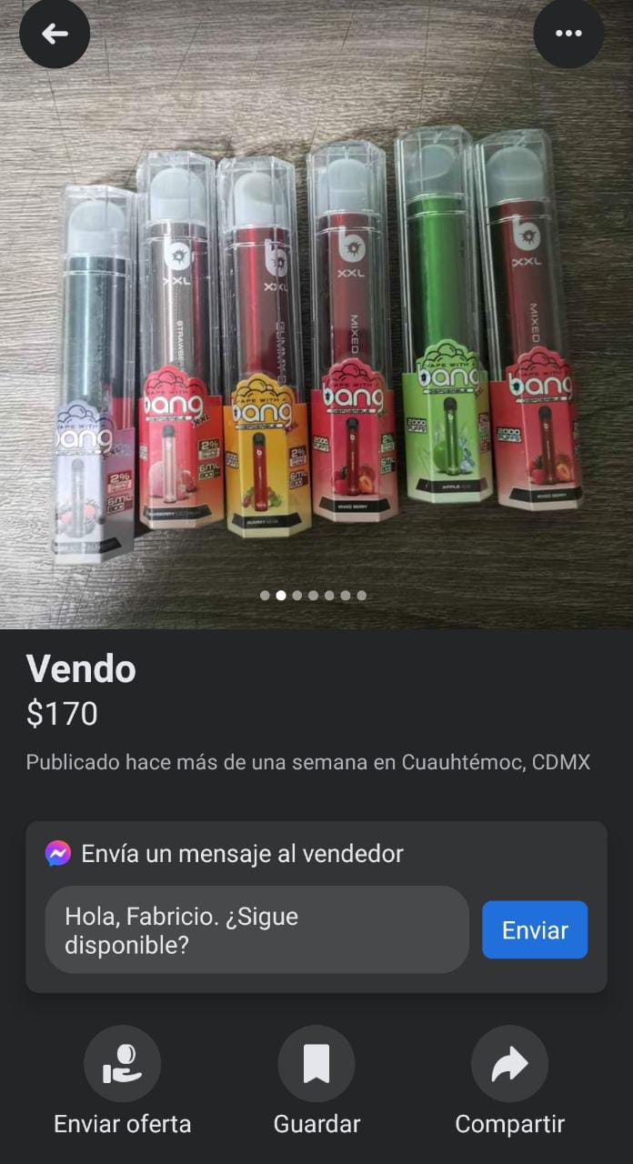 Vapeadores en facebook