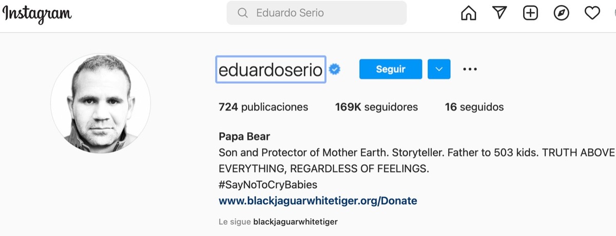 Perfil de Instagram de Eduardo Serio