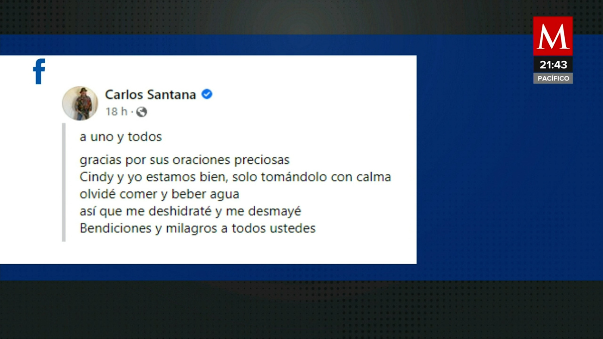 Carlos Santana. Revelan razón por la que se desmayó