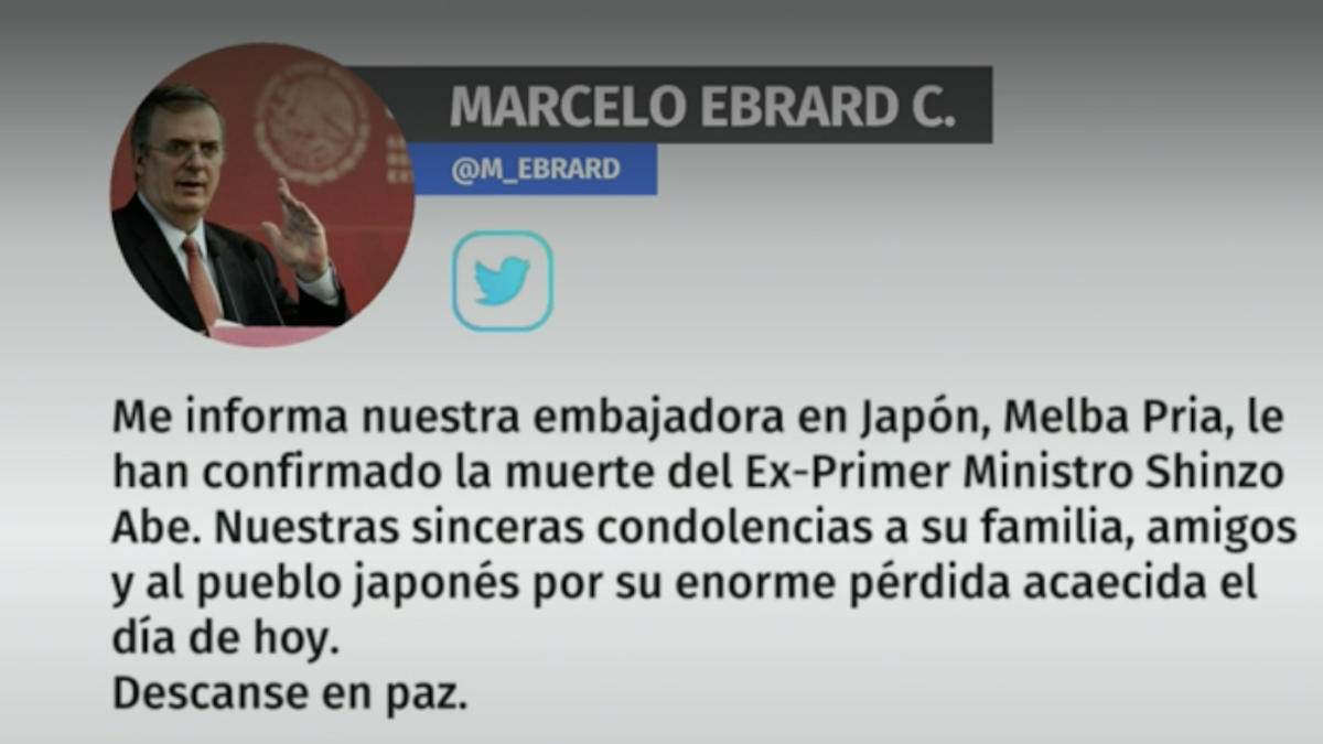 Ebrard lamenta la muerte de Shinzo Abe
