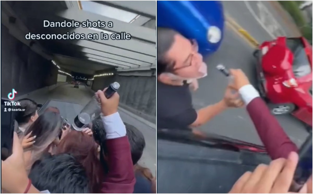 Jóvenes reparten shots en calles de CDMX
