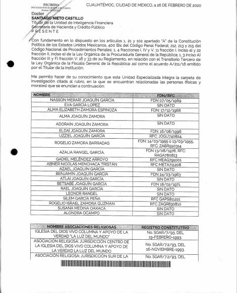 Solicitud de FGR a UIF