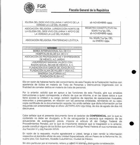 Solicitud de FGR a UIF