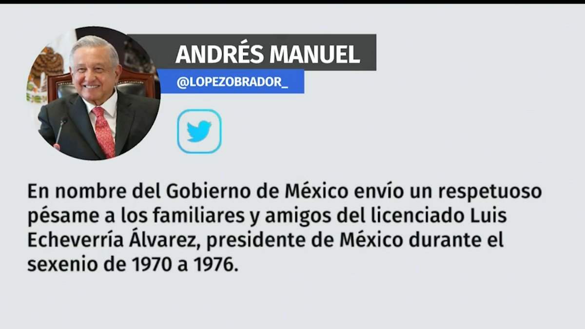 AMLO lamenta la muerte de Luis Echeverría Álvarez; envía pésame a familiares y amigos