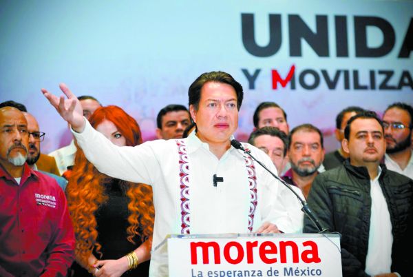 El líder nacional, Mario Delgado, ayer en conferencia de prensa. Especial