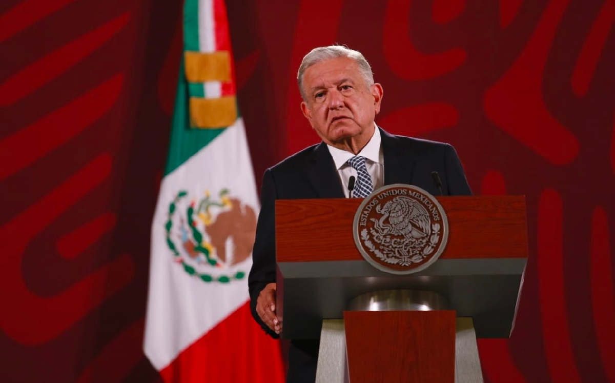 El mandatario en su conferencia desde el Salón de Tesorería de Palacio Nacional. | Octavio Hoyos