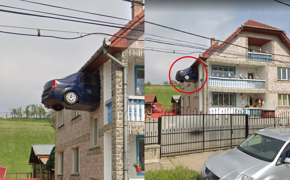 Google Maps capta vehículo estrellado contra segundo piso de una casa