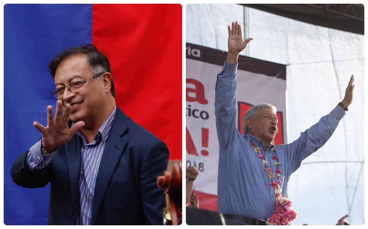 Gustavo Petro, presidente electo de Colombia, y Andrés Manuel López Obrador, presiente de México, dos líderes emanados de la izquierda. (EFE/Omar Fran