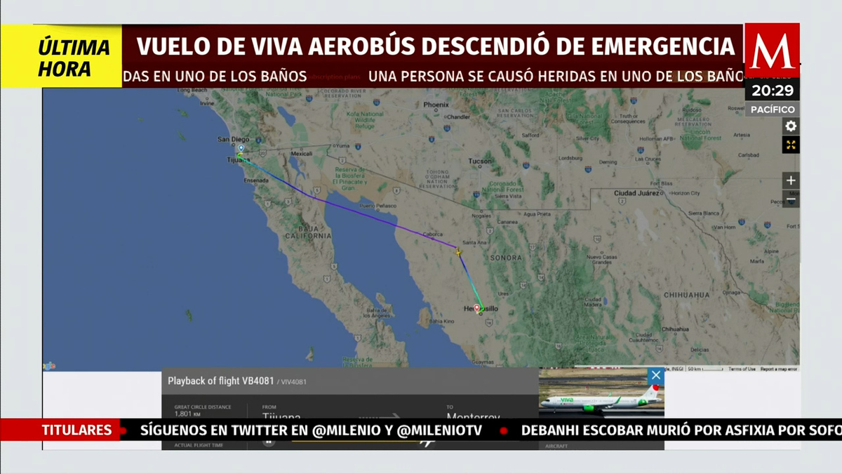 Avión de Viva Aerobus aterriza de emergencia en Hermosillo, Sonora