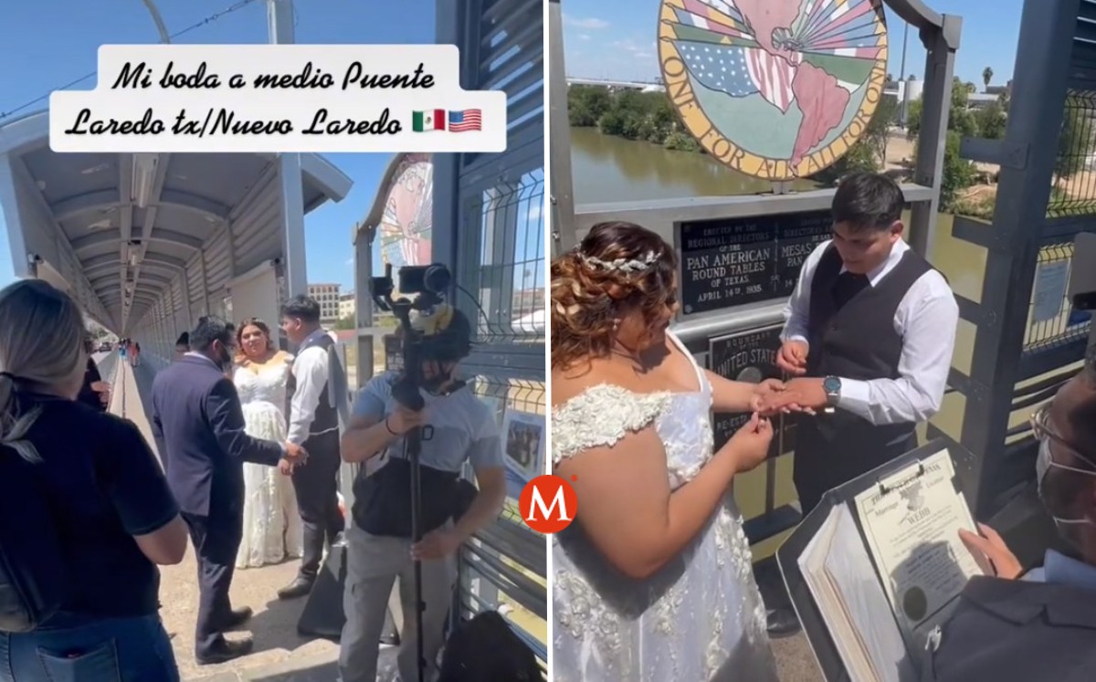 Pareja se casa en puente fronterizo de Nuevo Laredo. (Lira Hernández)