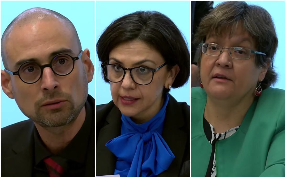 Villegas, Romero y Anguiano (izquierda a derecha) durante sus comparecencias. | Especial