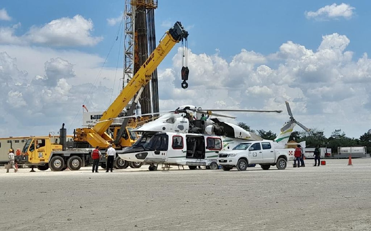 Incidente durante aterrizaje de helicóptero en Pemex