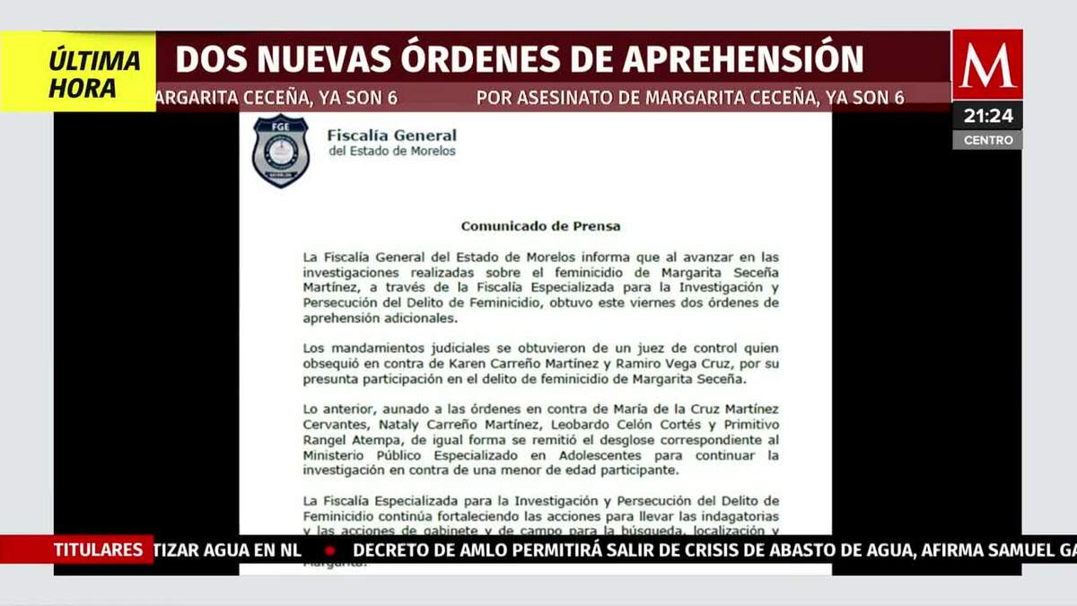 Suman 6 las órdenes de aprehensión por asesinato de Margarita Ceceña