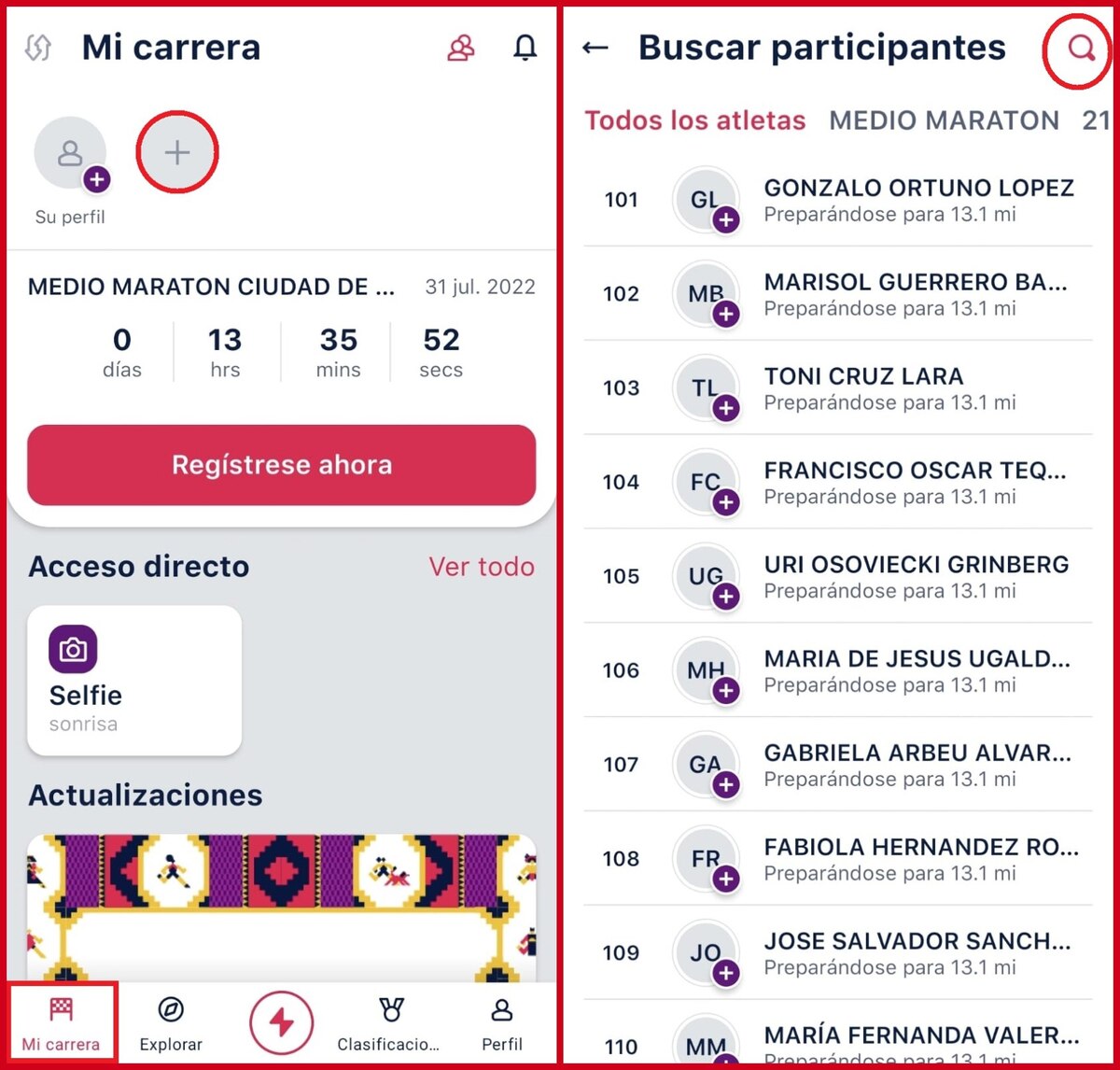 Aplicación del Medio Maratón de la Ciudad de México 2022