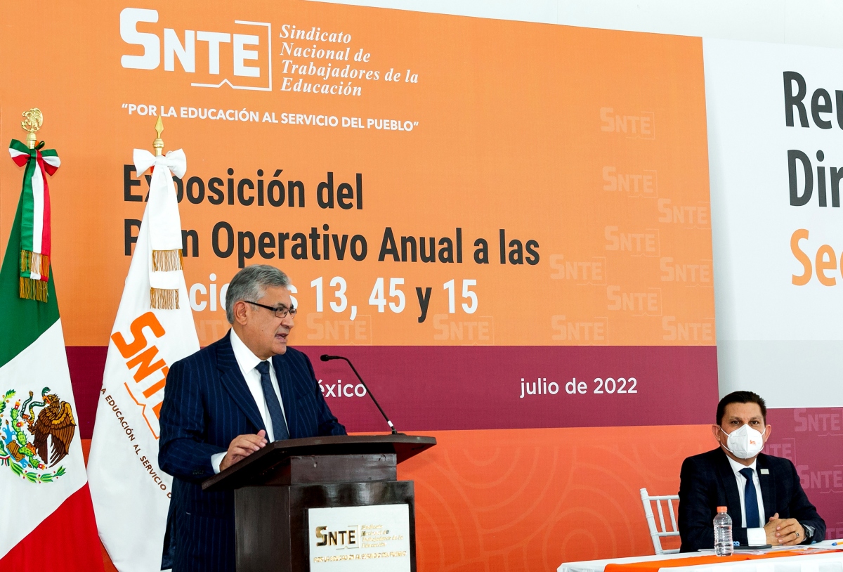 El secretario general del SNTE, Alfonso Cepeda Salas. (Tomada de @SnteNacional)