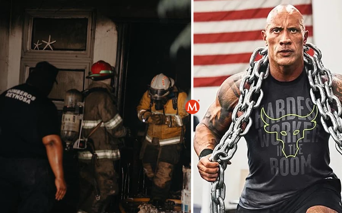 Bomberos de Reynosa reciben figura de The Rock por salvar a niño. (Especial)