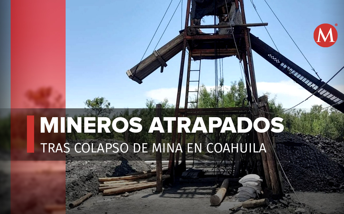 Elementos de Protección Civil tratan de rescatar a los mineros atrapados. (Foto: @GobDeCoahuila / Diseño: MILENIO)